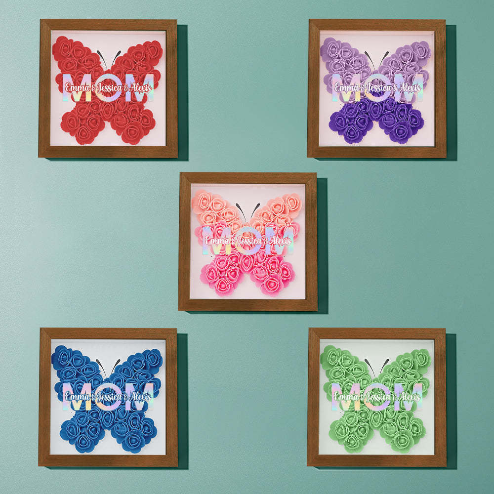 Custom Flower Shadow Box Frame with Name Mother's Day Gift - MyFaceBoxerUK