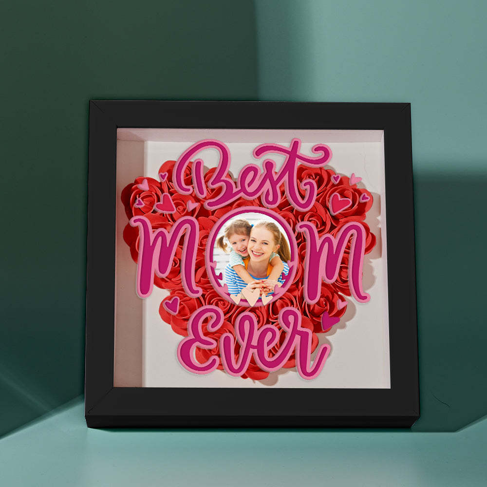 Personalized Photo Flower Shadow Box Frame Mother's Day Gift - MyFaceBoxerUK