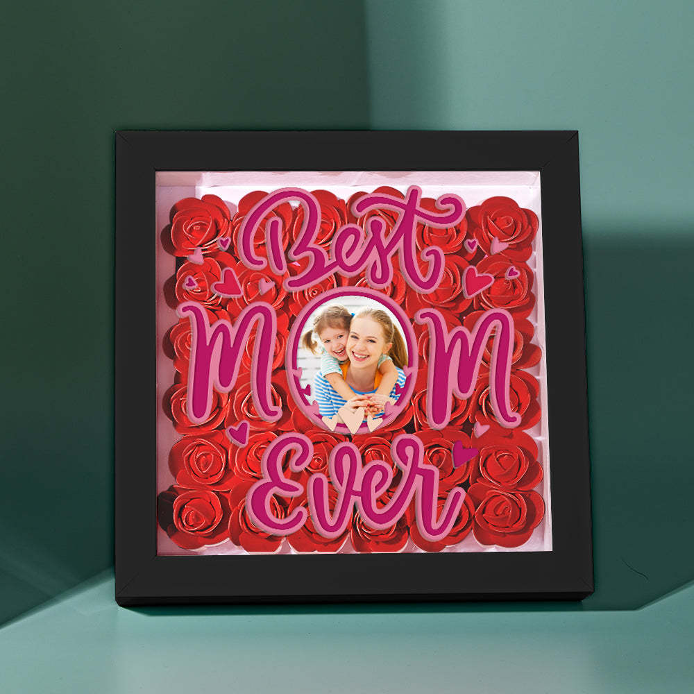Personalized Photo Flower Shadow Box Frame Mother's Day Gift - MyFaceBoxerUK