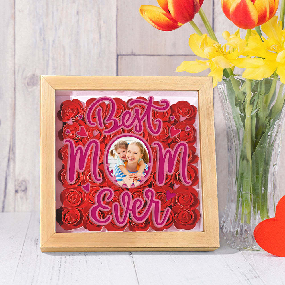 Personalized Photo Flower Shadow Box Frame Mother's Day Gift - MyFaceBoxerUK