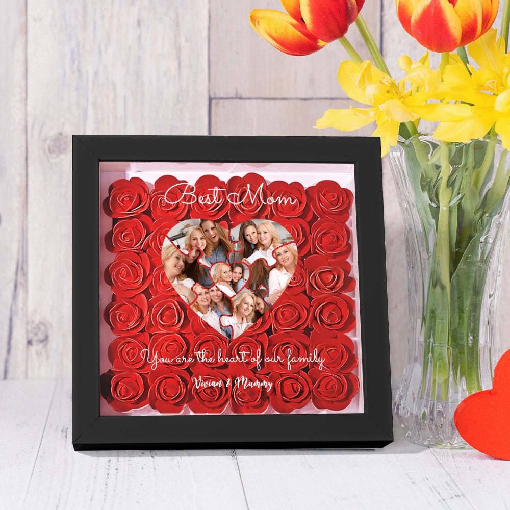 Custom Photo Puzzle Flower Shadow Box Personalized Flower Shadowbox Frame Mother's Day Gift	 - MyFaceBoxerUK