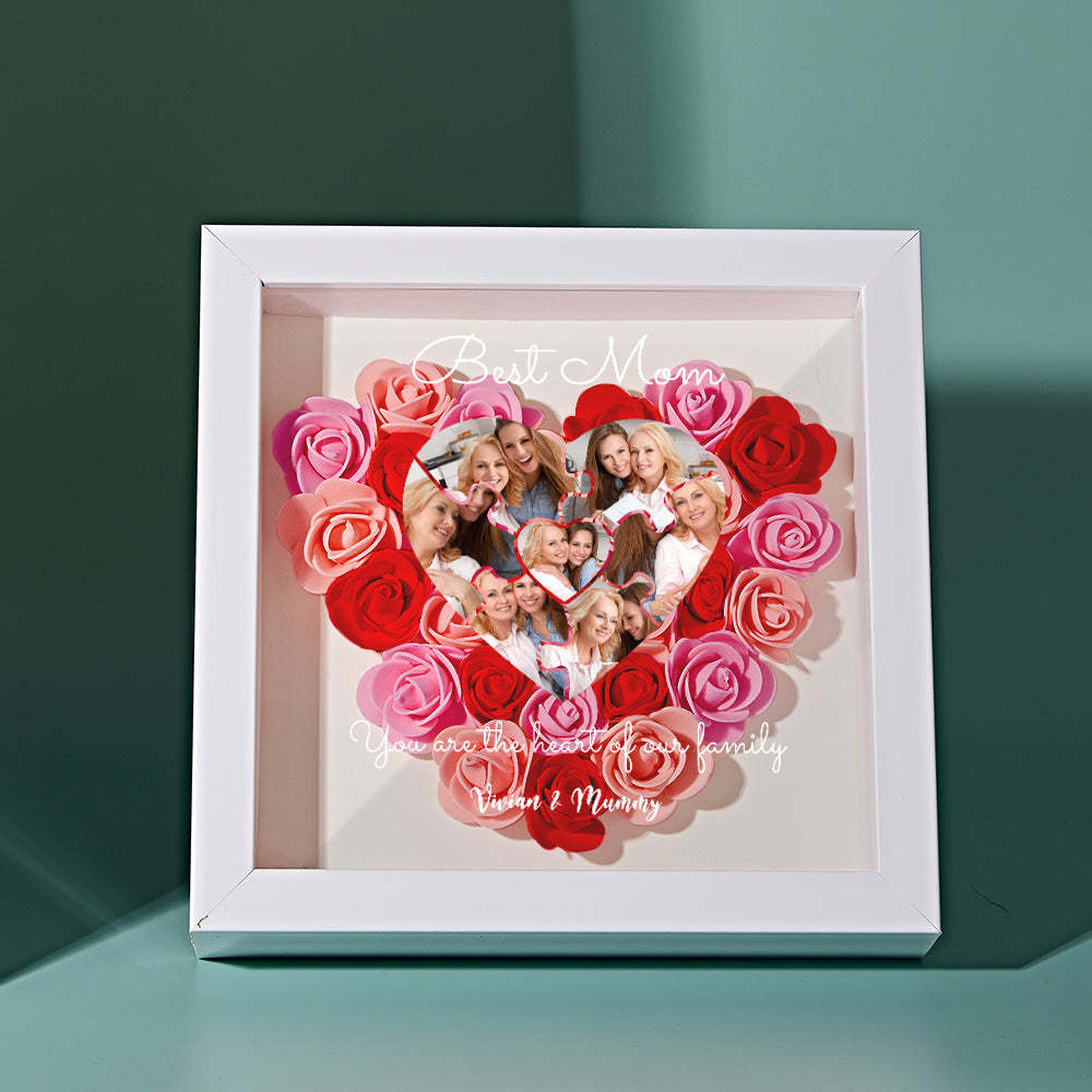 Custom Photo Puzzle Flower Shadow Box Personalized Flower Shadowbox Frame Mother's Day Gift - MyFaceBoxerUK