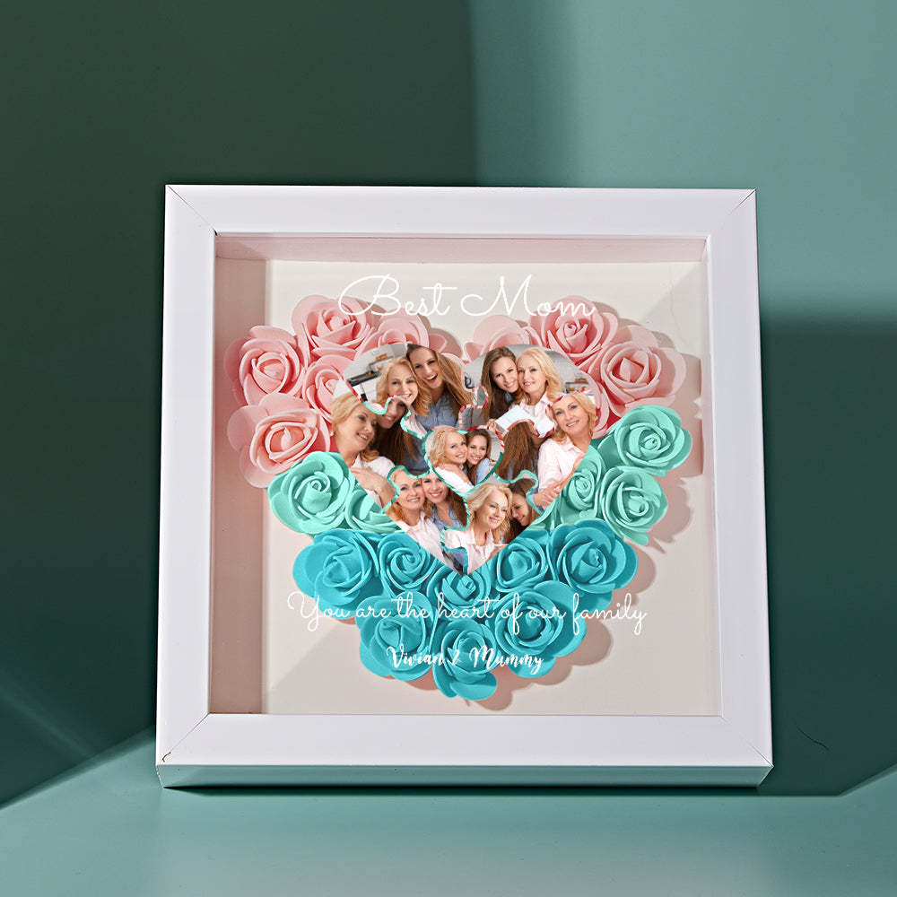 Custom Photo Puzzle Flower Shadow Box Personalized Flower Shadowbox Frame Mother's Day Gift	 - MyFaceBoxerUK