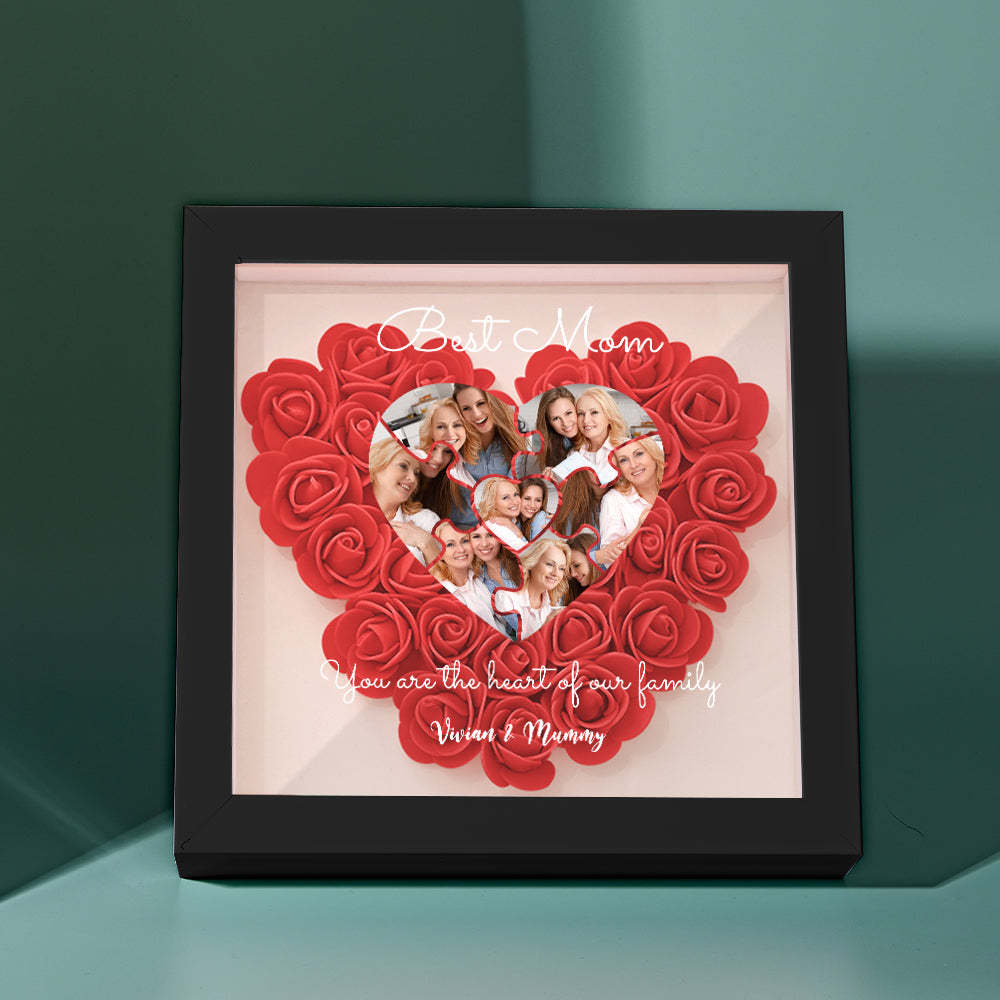 Custom Photo Puzzle Flower Shadow Box Personalized Flower Shadowbox Frame Mother's Day Gift	 - MyFaceBoxerUK