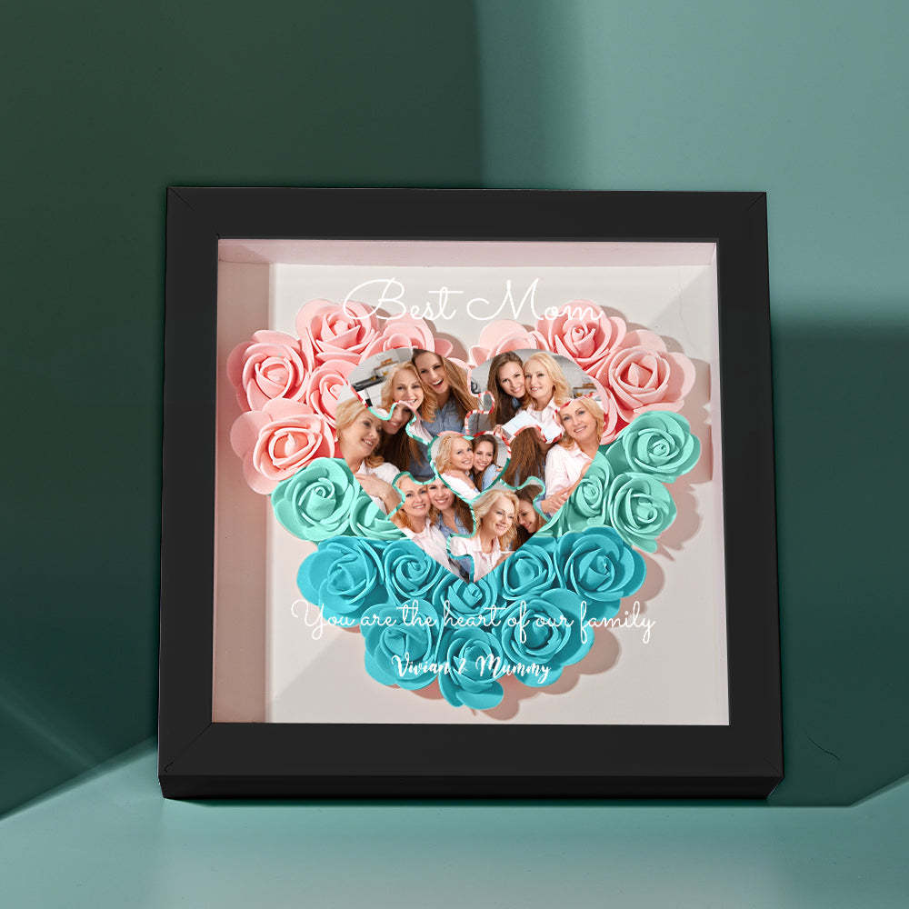 Custom Photo Puzzle Flower Shadow Box Personalized Flower Shadowbox Frame Mother's Day Gift	 - MyFaceBoxerUK