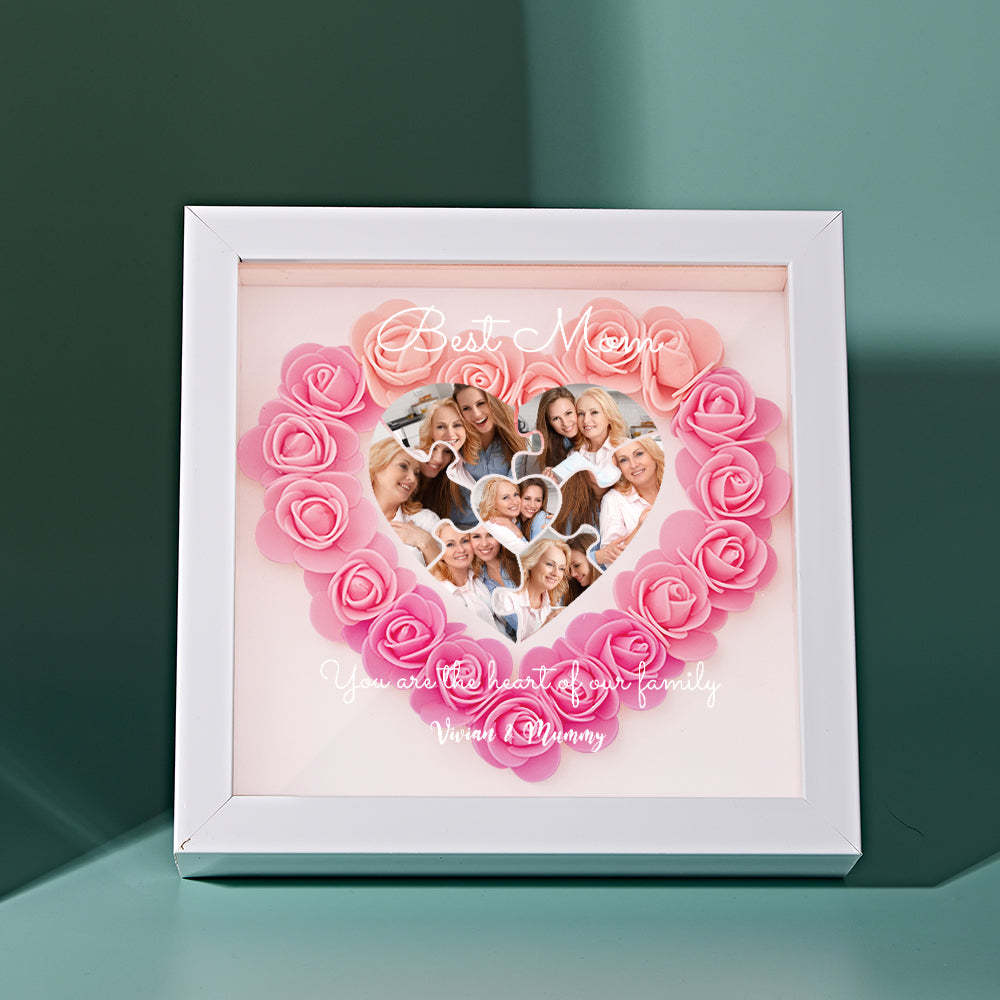Custom Photo Puzzle Flower Shadow Box Personalized Flower Shadowbox Frame Mother's Day Gift - MyFaceBoxerUK