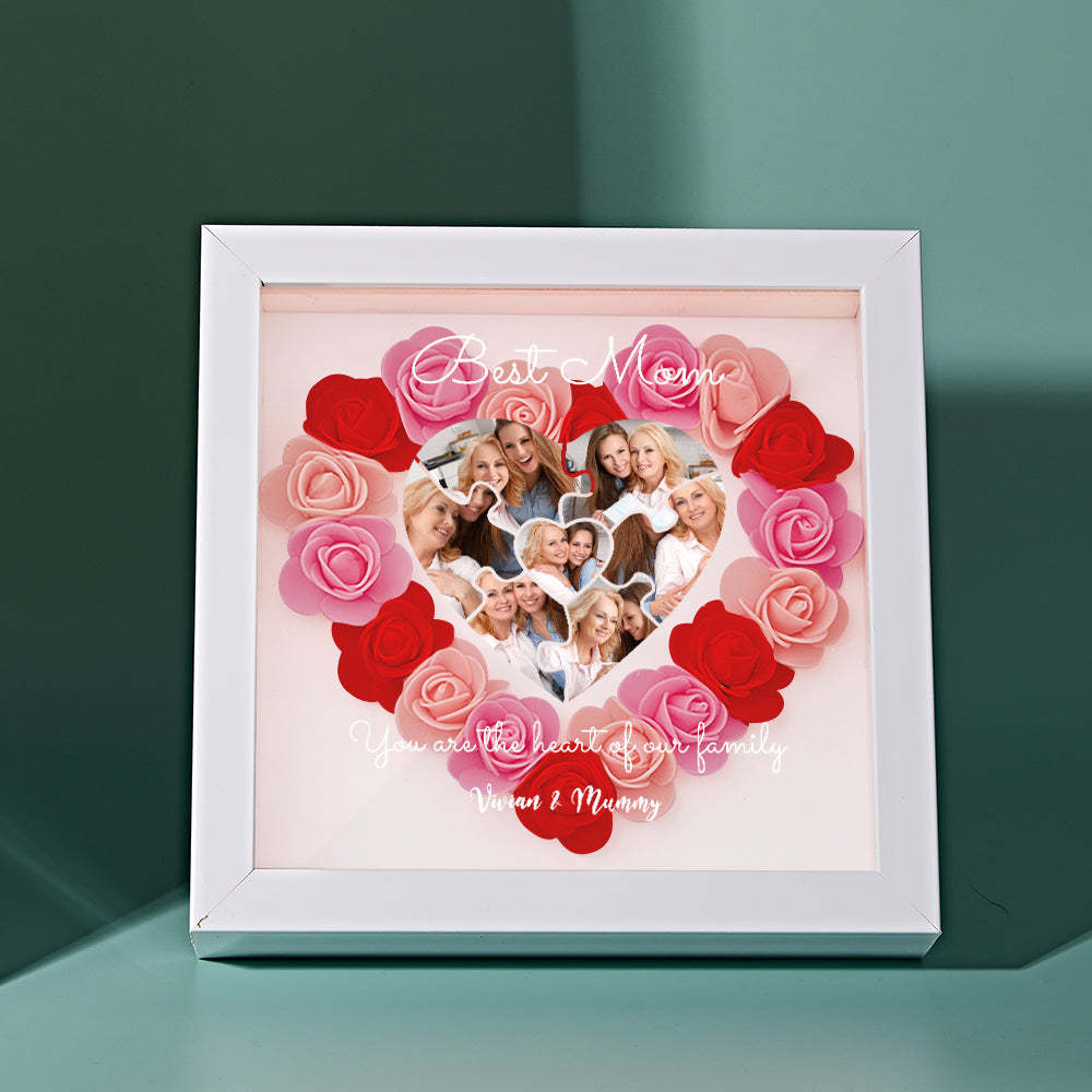 Custom Photo Puzzle Flower Shadow Box Personalized Flower Shadowbox Frame Mother's Day Gift	 - MyFaceBoxerUK