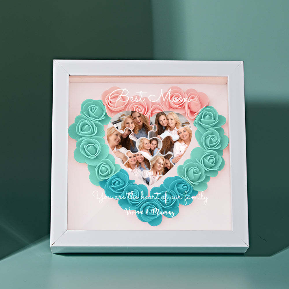 Custom Photo Puzzle Flower Shadow Box Personalized Flower Shadowbox Frame Mother's Day Gift - MyFaceBoxerUK
