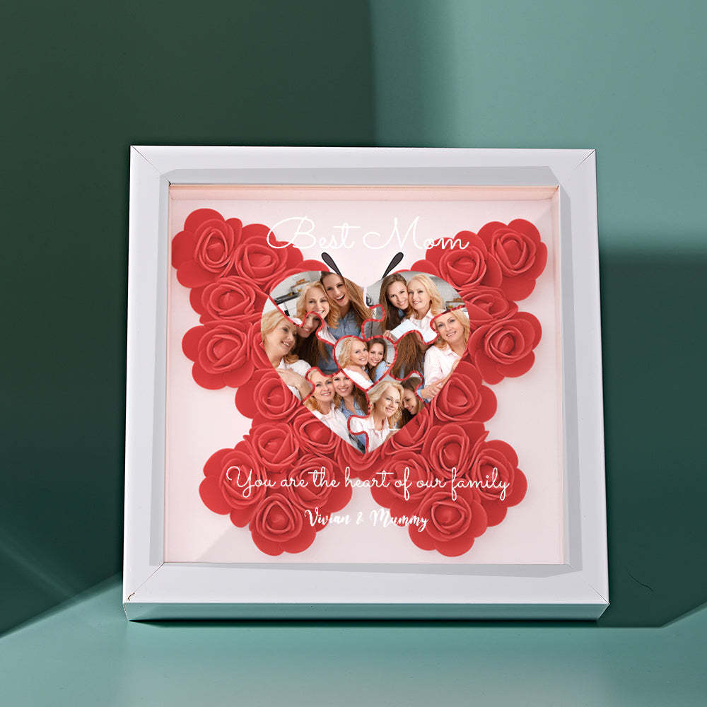 Custom Photo Puzzle Flower Shadow Box Personalized Flower Shadowbox Frame Mother's Day Gift	 - MyFaceBoxerUK