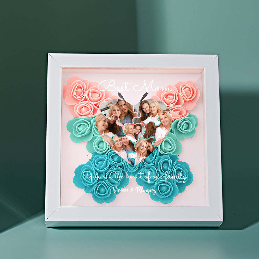 Custom Photo Puzzle Flower Shadow Box Personalized Flower Shadowbox Frame Mother's Day Gift - MyFaceBoxerUK