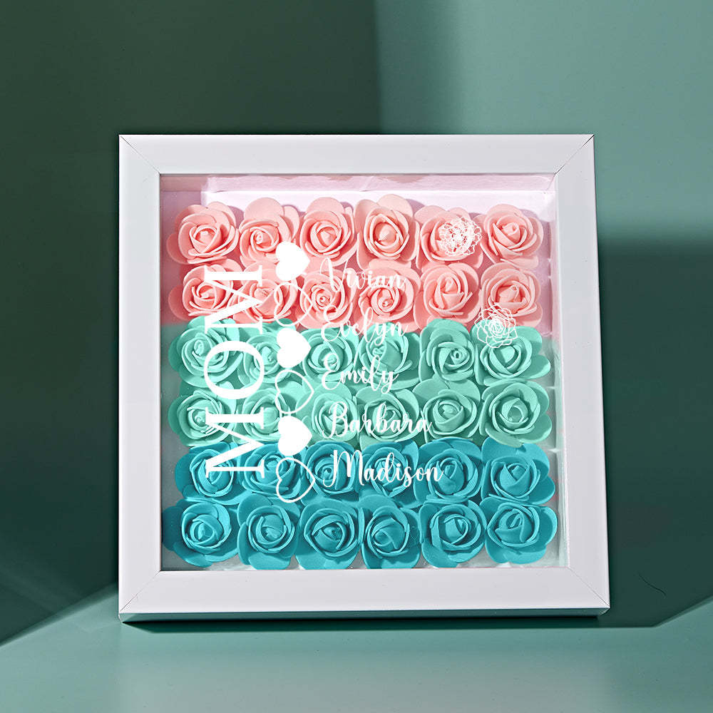 Custom Name Flower Shadow Box Personalized Heart Flower Shadowbox Frame Mother's Day Gift - MyFaceBoxerUK