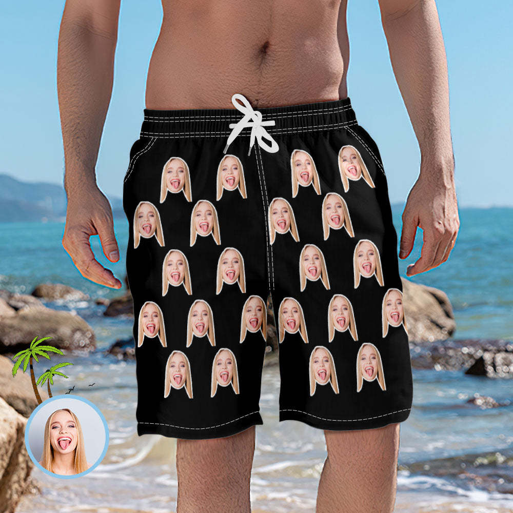 Men's Custom Face Elastic Beach Short Pants - MyFaceBoxerUK