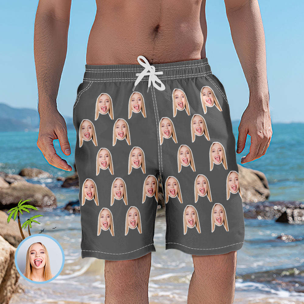 Men's Custom Face Elastic Beach Short Pants - MyFaceBoxerUK