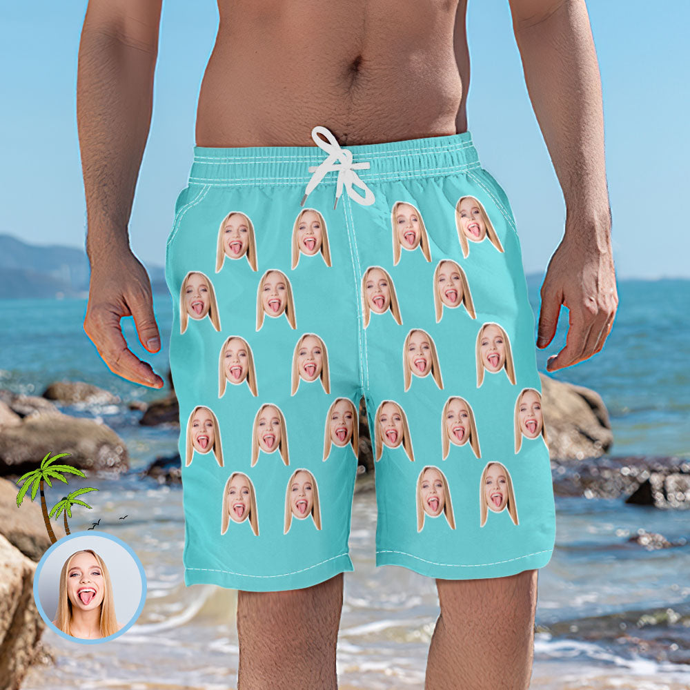 Men's Custom Face Elastic Beach Short Pants	 - MyFaceBoxerUK