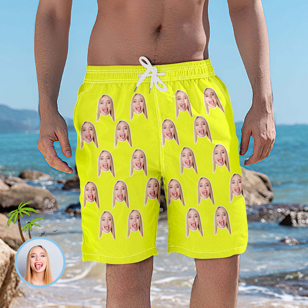 Men's Custom Face Elastic Beach Short Pants - MyFaceBoxerUK