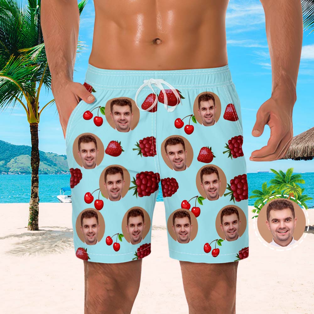 Custom Men's Beach Shorts Men's Photo Shorts Fruit Design	 - MyFaceBoxerUK
