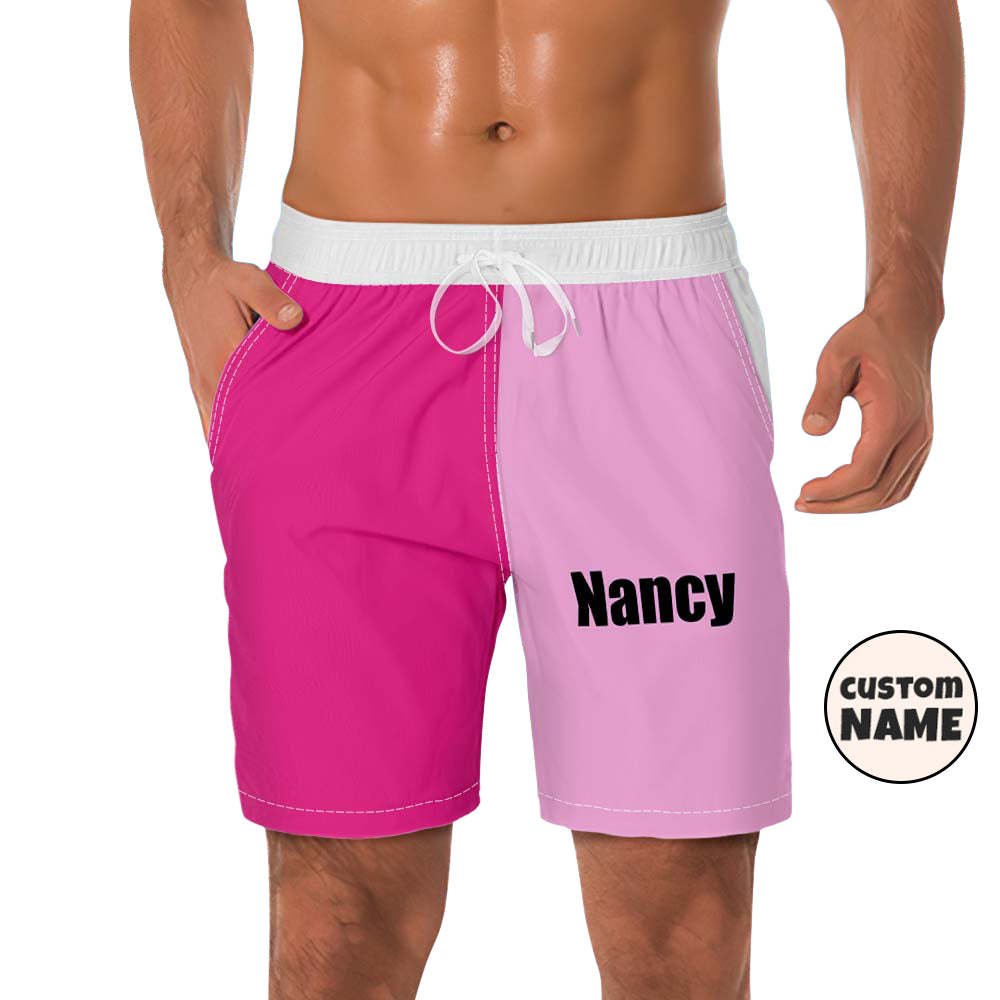Custom Men's Beach Shorts Custom Name Swim Trunk-Contrast Color - MyFaceBoxerUK