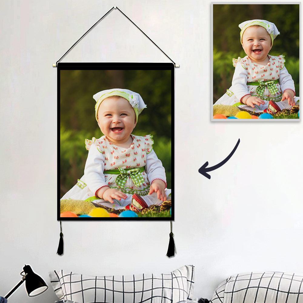 Custom Baby Photo Tapestry - Wall Decor Hanging Fabric Painting Hanger Frame Poster - MyFaceBoxerUK