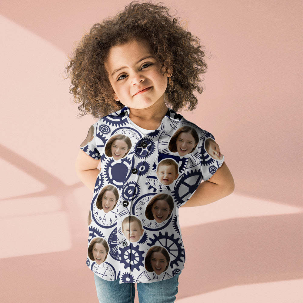 Custom Face Shirt Women's and Kids Hawaiian Shirts Short Sleeve Shirt Mother's Day Gift - Clock	 - MyFaceBoxerUK