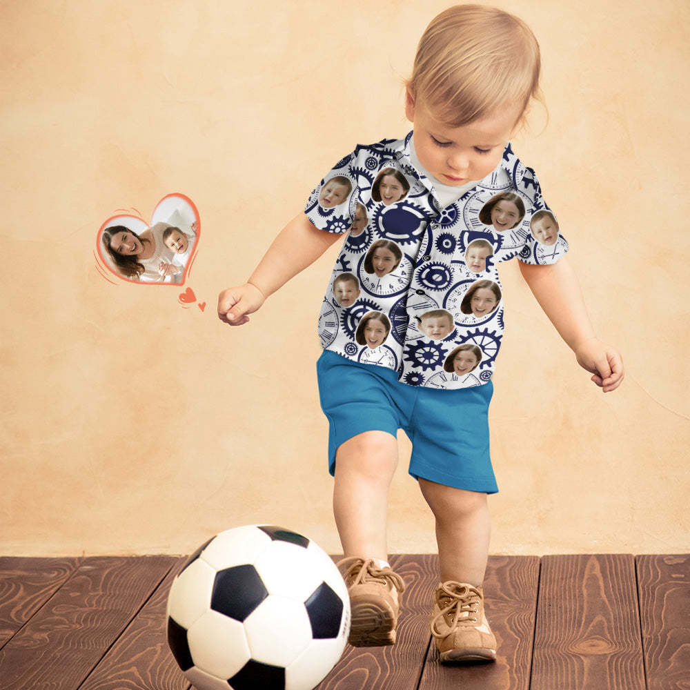 Custom Face Shirt Women's and Kids Hawaiian Shirts Short Sleeve Shirt Mother's Day Gift - Clock	 - MyFaceBoxerUK