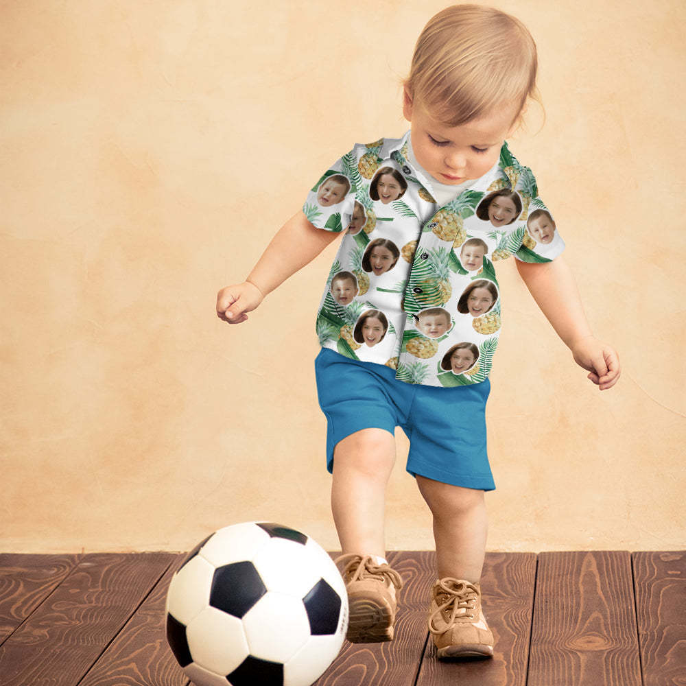 Custom Face Shirt Women's and Kids Hawaiian Shirts Short Sleeve Shirt Mother's Day Gift Pineapple - MyFaceBoxerUK