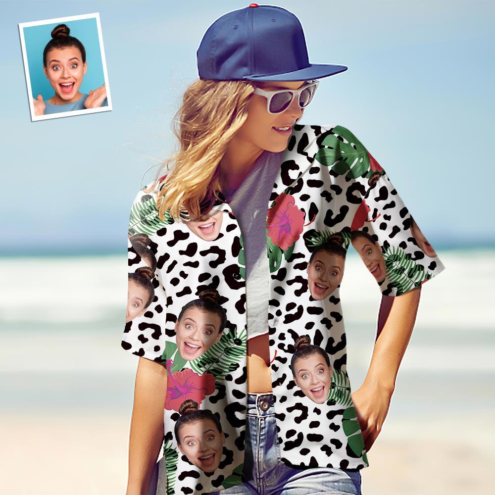 Custom Face Hawaiian Shirt for Women Personalized Women's Photo Hawaiian Shirt Gift for Her - Animal Party - MyFaceBoxerUK