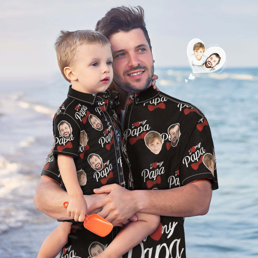 Custom Photo Hawaiian Shirt Personalized Face Hawaiian Shirt Gift Father's Day Gift - I Love My Papa - MyFaceBoxerUK