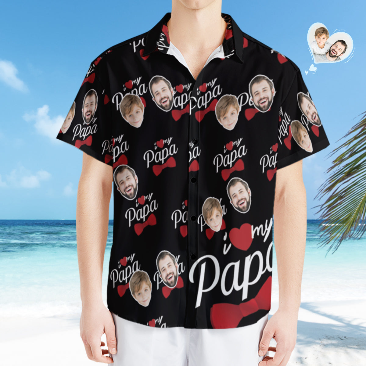 Custom Photo Hawaiian Shirt Personalized Face Hawaiian Shirt Gift Father's Day Gift - I Love My Papa