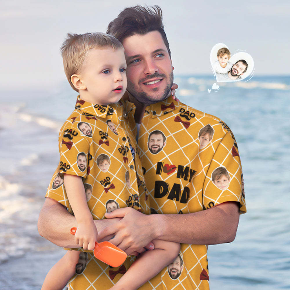 Custom Photo Hawaiian Shirt Personalized Face Hawaiian Shirt Gift Father's Day Gift - I LOVE MY DAD - MyFaceBoxerUK