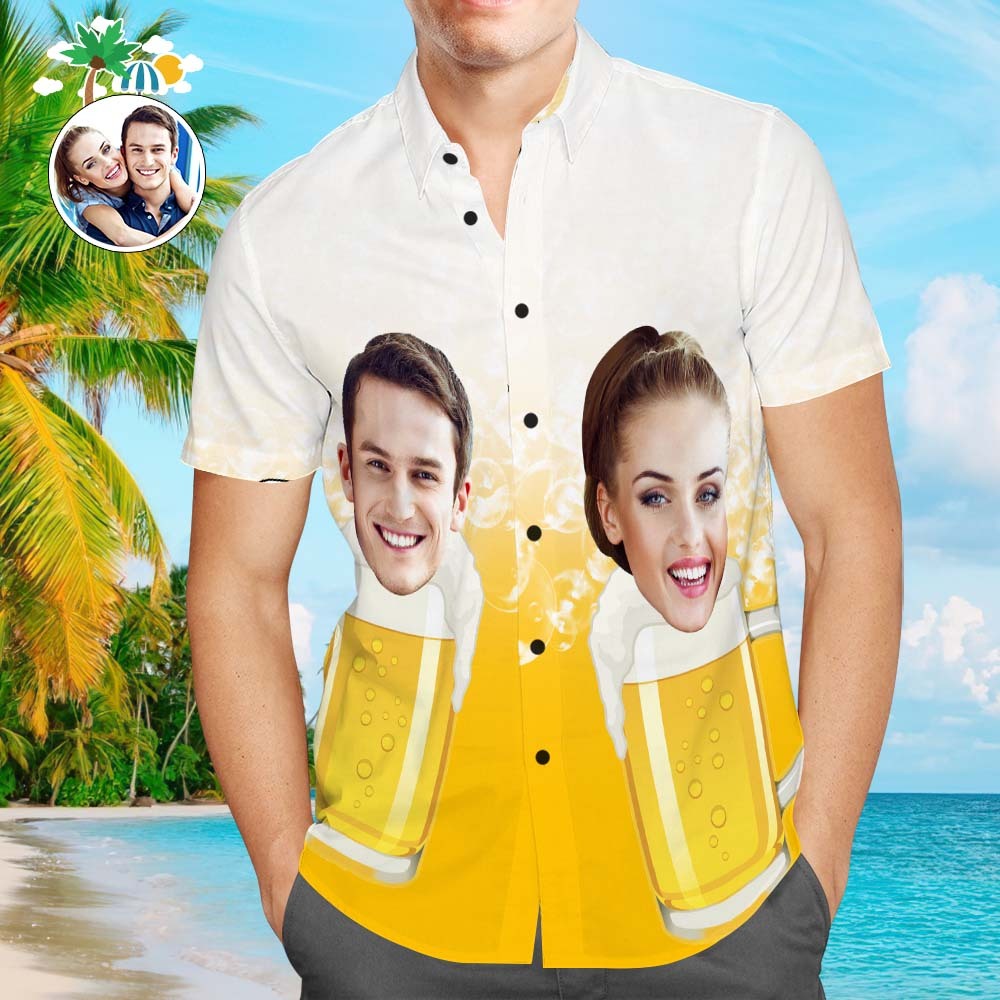 Custom Face Hawaiian Shirt Cheers to Summer Men's All Over Print Aloha Hawaiian Shirt - MyFaceBoxerUK