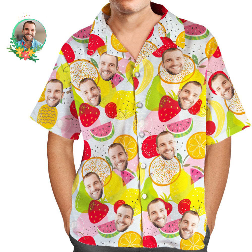 Custom Face Men's All Over Print Aloha Hawaiian Shirt Summer Fruits - MyFaceBoxerUK
