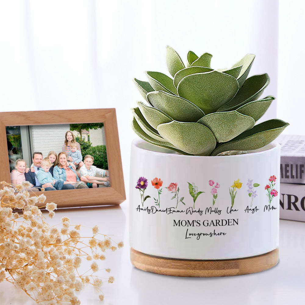 Custom Birth Flowers Planter Pot Personalized Name Ceramic Succulent Plant Pot - MyFaceBoxerUK