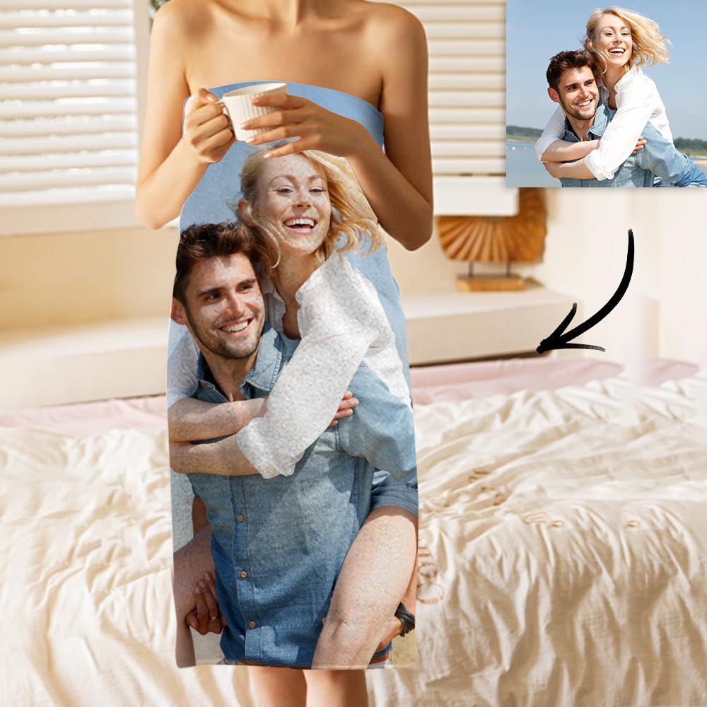 Custom Photo Bath Towels Beach Towels Ultrafine Fiber for Couple - MyFaceBoxerUK