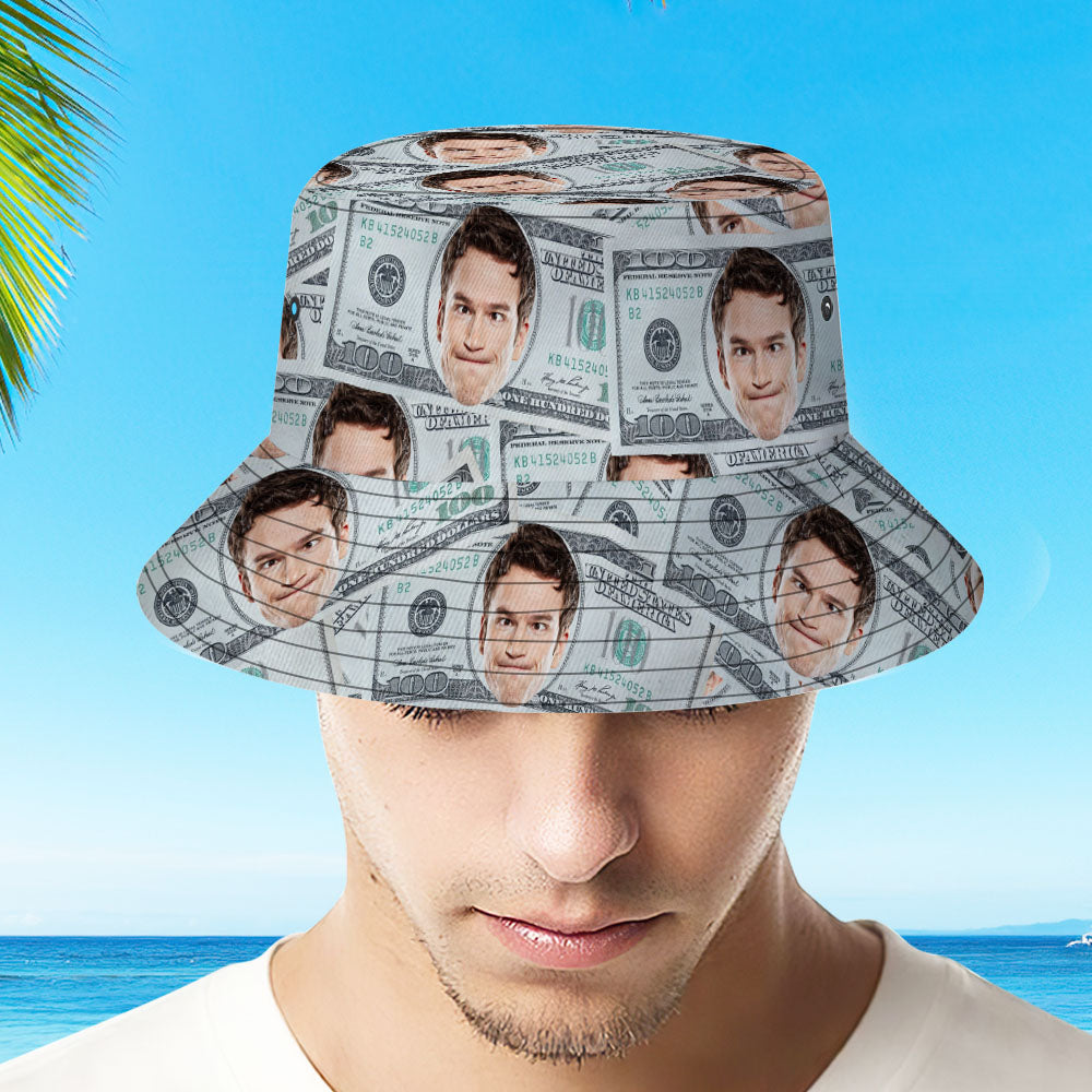 Custom Your Photo Face And Pet Summer Bucket Hat Fisherman Hat - Dollar	 - MyFaceBoxerUK