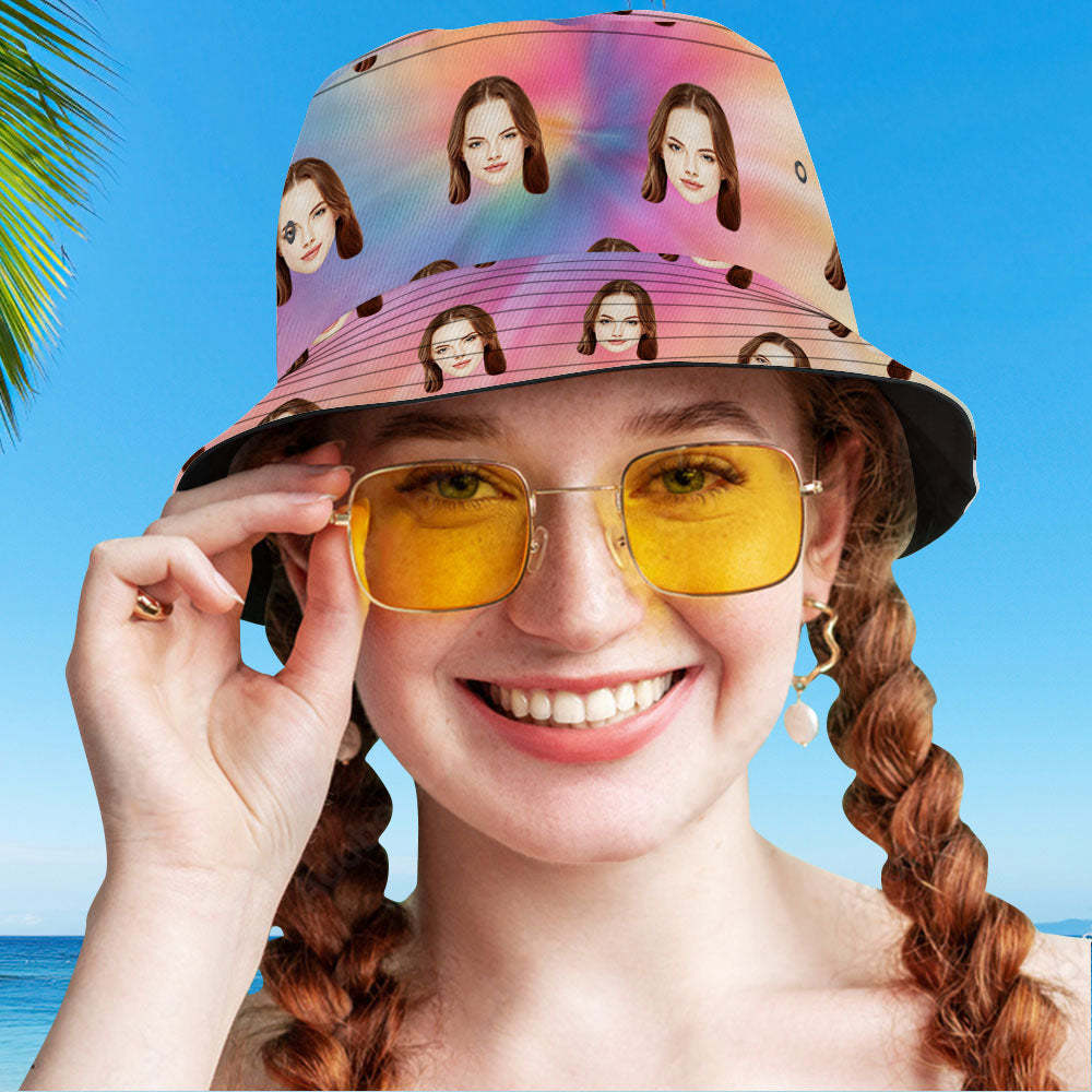 Custom Your Photo Face And Pet Summer Bucket Hat Fisherman Hat - Tie-dye - MyFaceBoxerUK