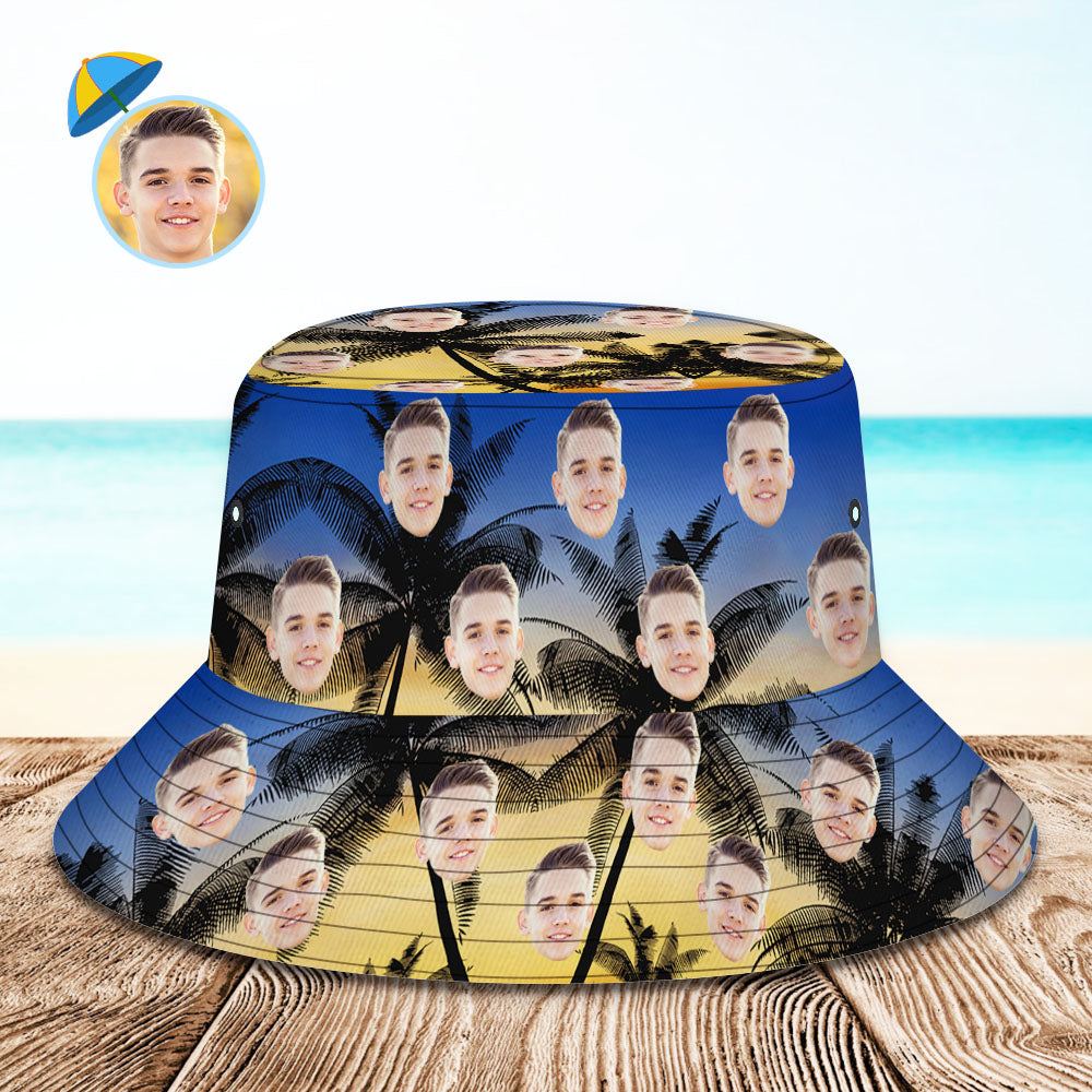 Custom Leaves Hawaiian Fisherman Hat Bucket Hat Beach Sports Hat	 - MyFaceBoxerUK