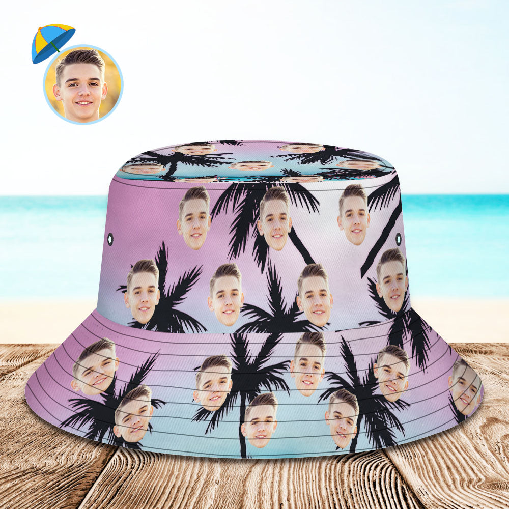 Custom Coconut Tree Hawaiian Fisherman Hat Bucket Hat Beach Sports Hat	 - MyFaceBoxerUK