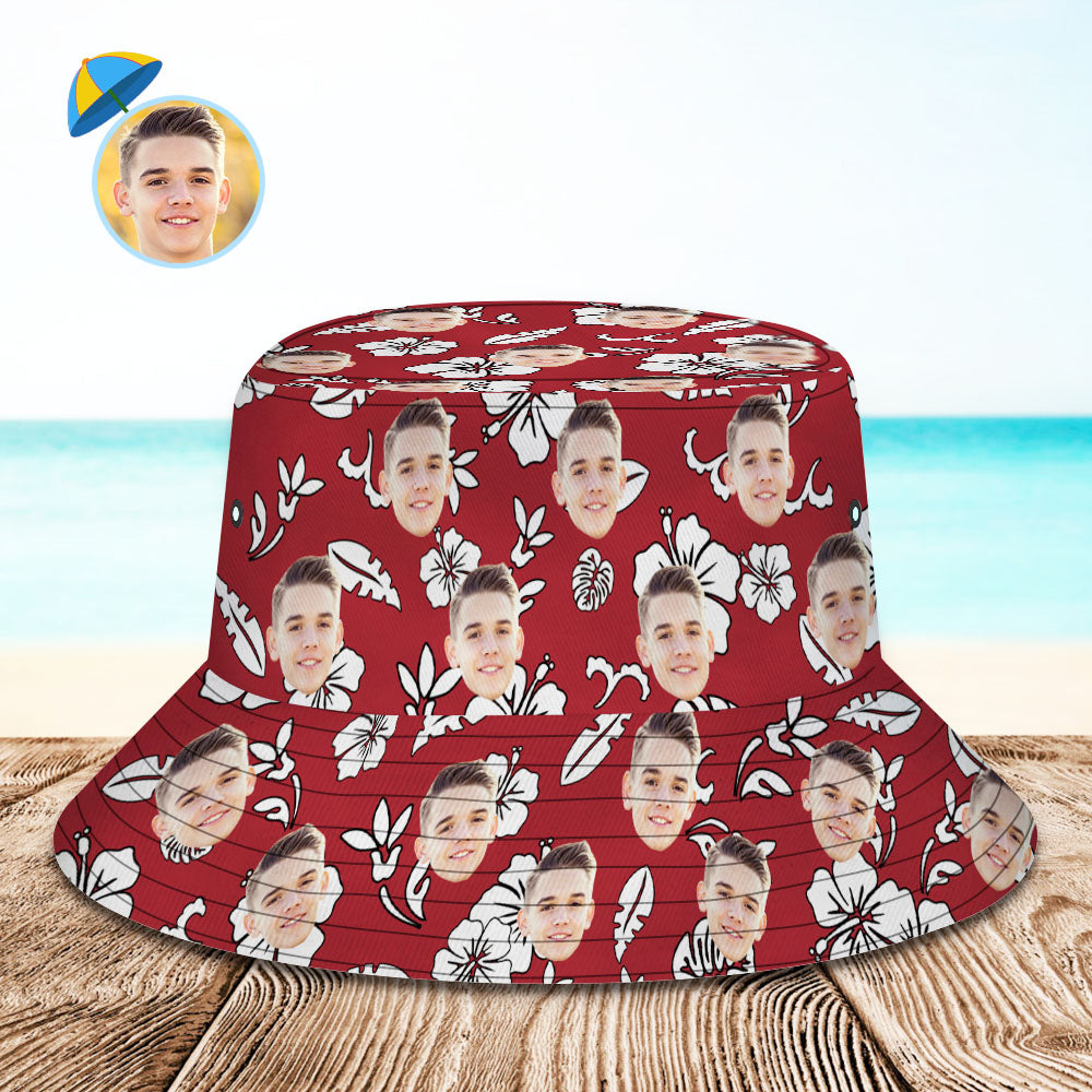 Custom Face All Over Print Tropical Flower Print Hawaiian Fisherman Hat Bucket Hat	 - MyFaceBoxerUK