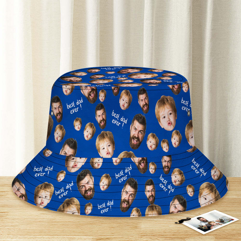 Custom Bucket Hat Unisex Face Bucket Hat Personalized Wide Brim Outdoor Summer Cap Hiking Beach Sports Hats Best Dad Ever - MyFaceBoxerUK