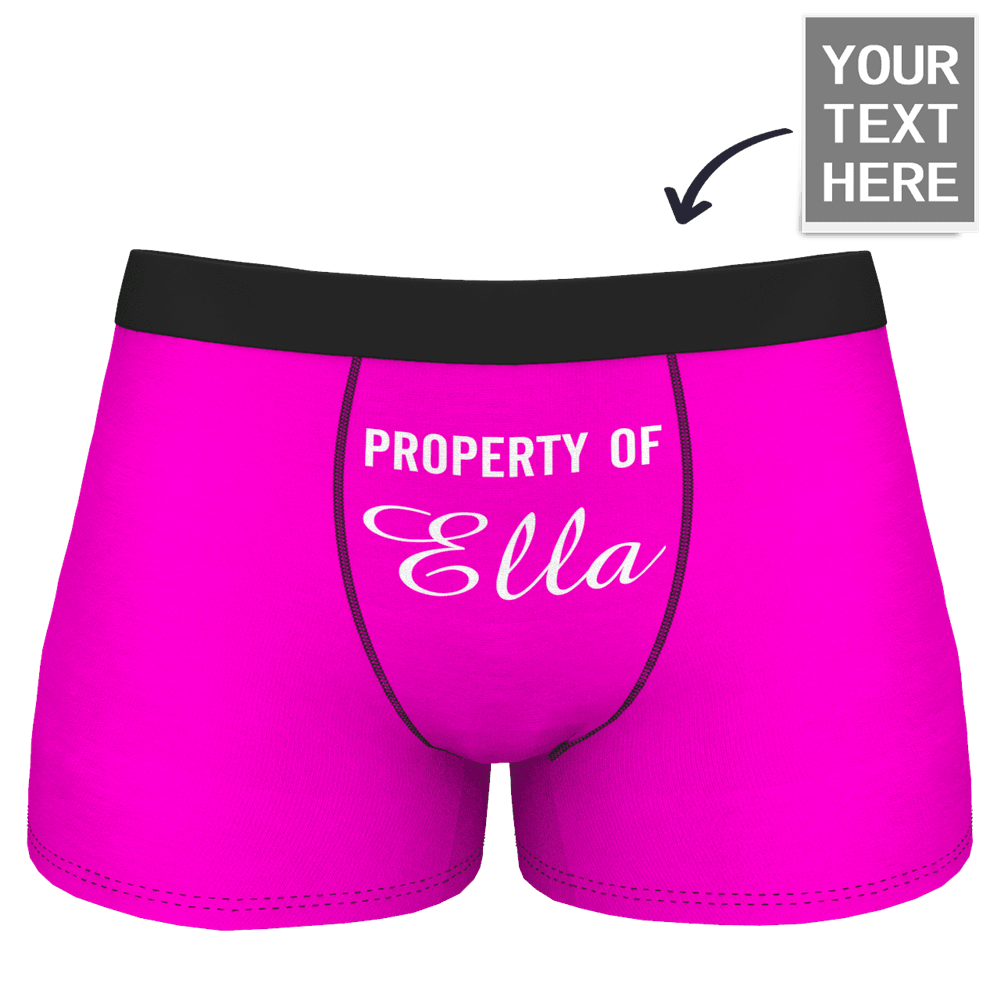 Men's Personalised Name Colorful Property of Boxer Shorts - MyFaceBoxerUK