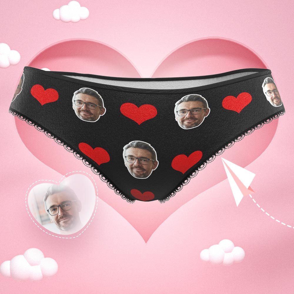Couple Women's Custom Face Heart Panties - MyFaceBoxerUK