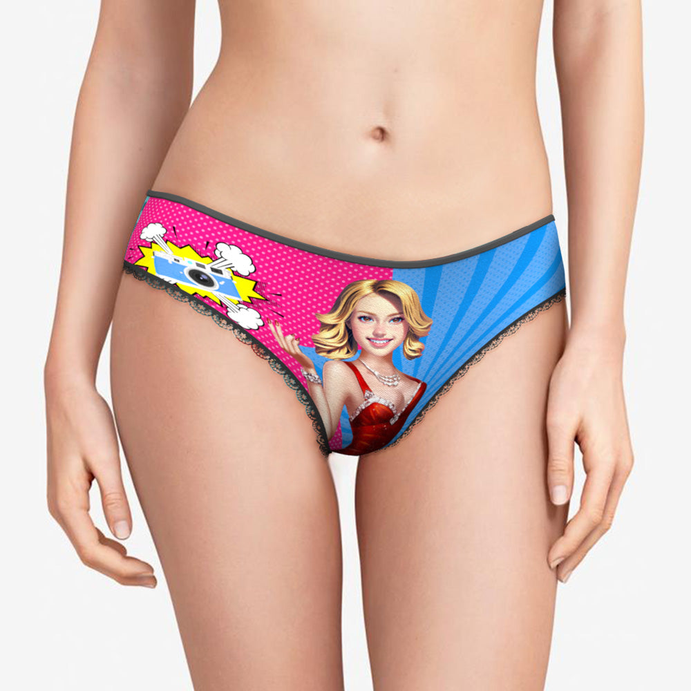 Custom Face Panties Personalized Cartoon-Style Lace Panties for Women	 - MyFaceBoxerUK