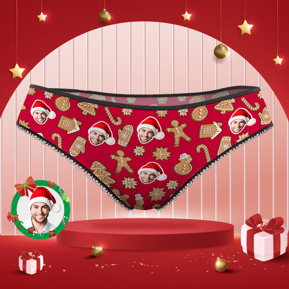 Custom Face Panties Personalized Christmas Cookies Style Lace Panties for Women	 - MyFaceBoxerUK