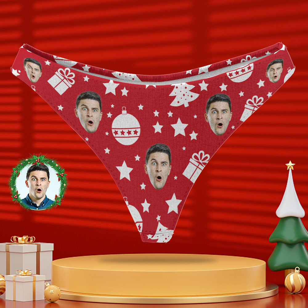 Custom Photo Panty Personalized Face Red Thong Underwear Christmas Gifts for Women	 - MyFaceBoxerUK