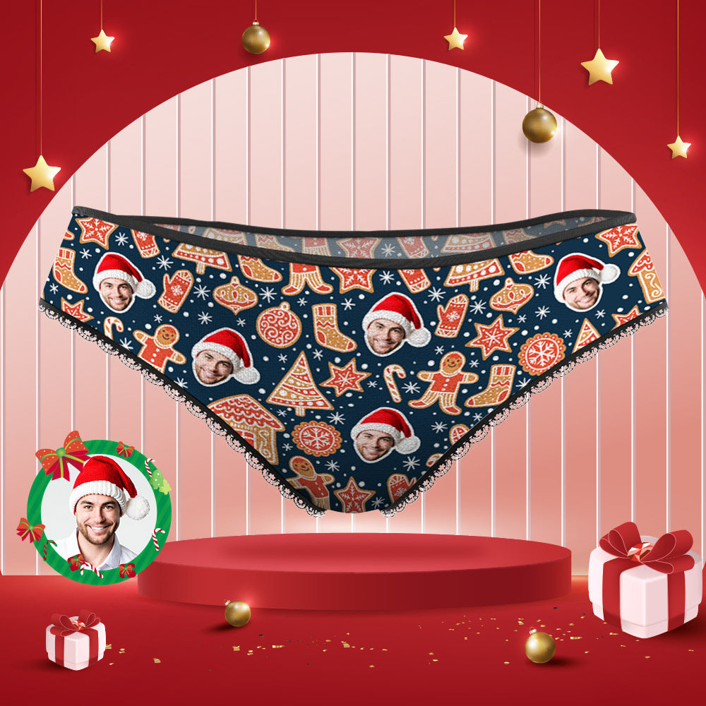 Custom Face Panties Personalized Photo Christmas Cookies Style Lace Panties for Women	 - MyFaceBoxerUK