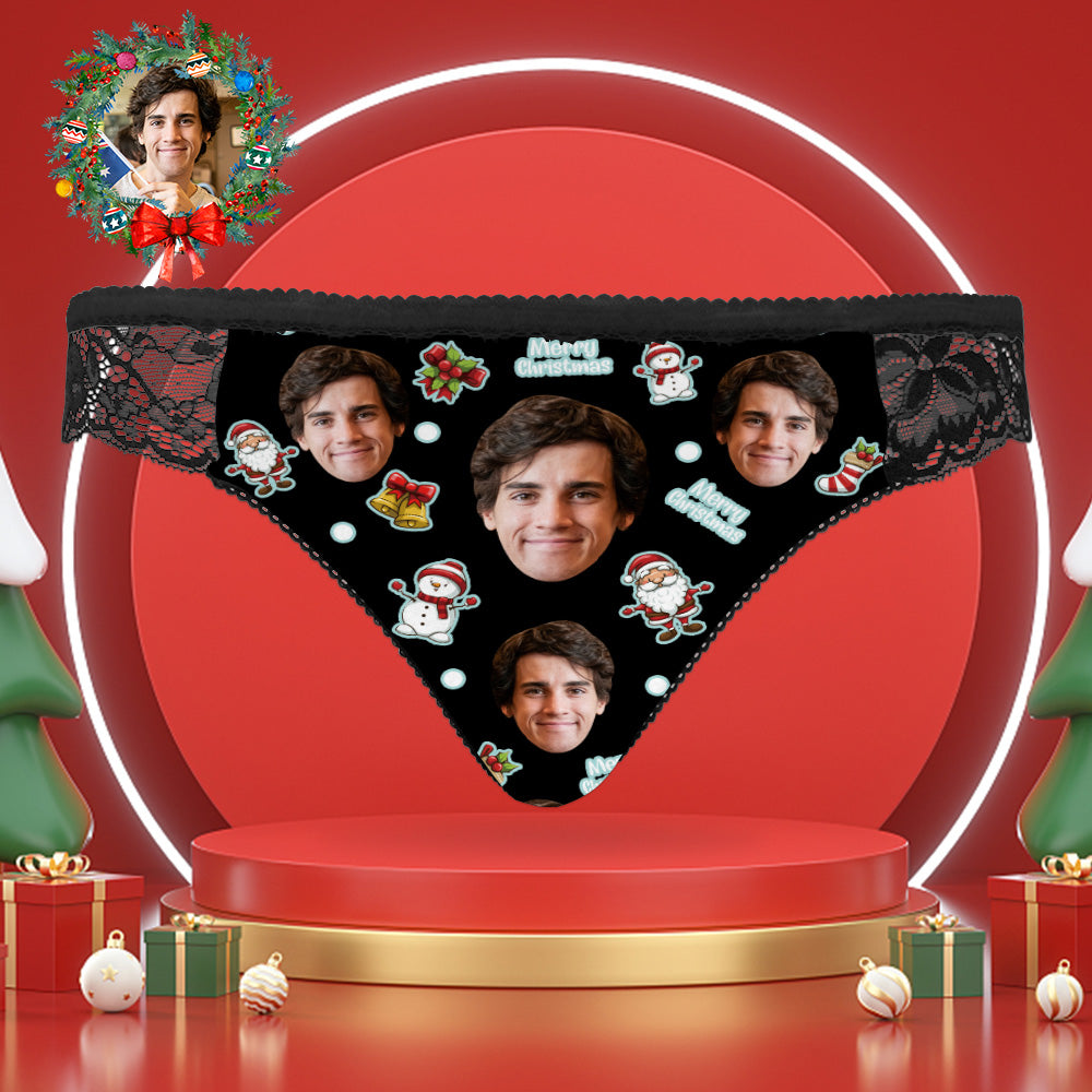 Custom Face Lace Panties Personalized Sexy Women Underwear Merry Christmas	 - MyFaceBoxerUK