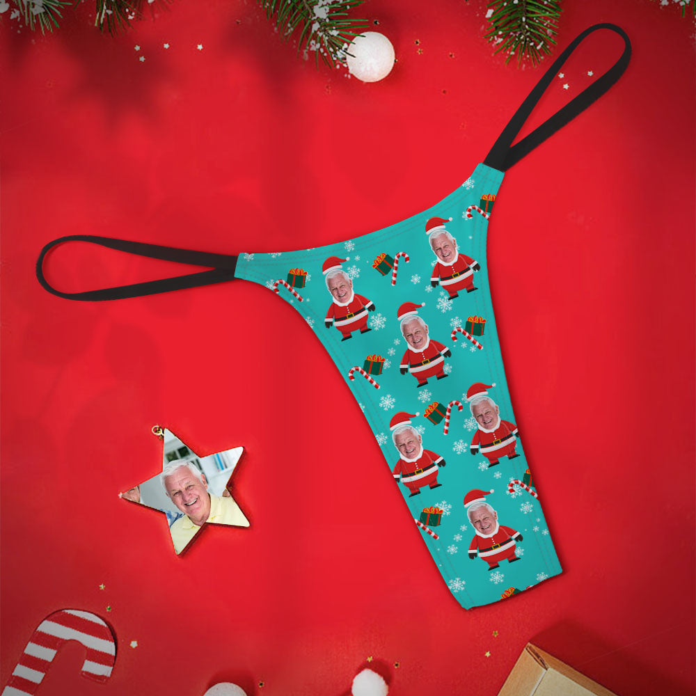 Custom Face Christmas Women's Tanga Thong Santa Gifts	 - MyFaceBoxerUK