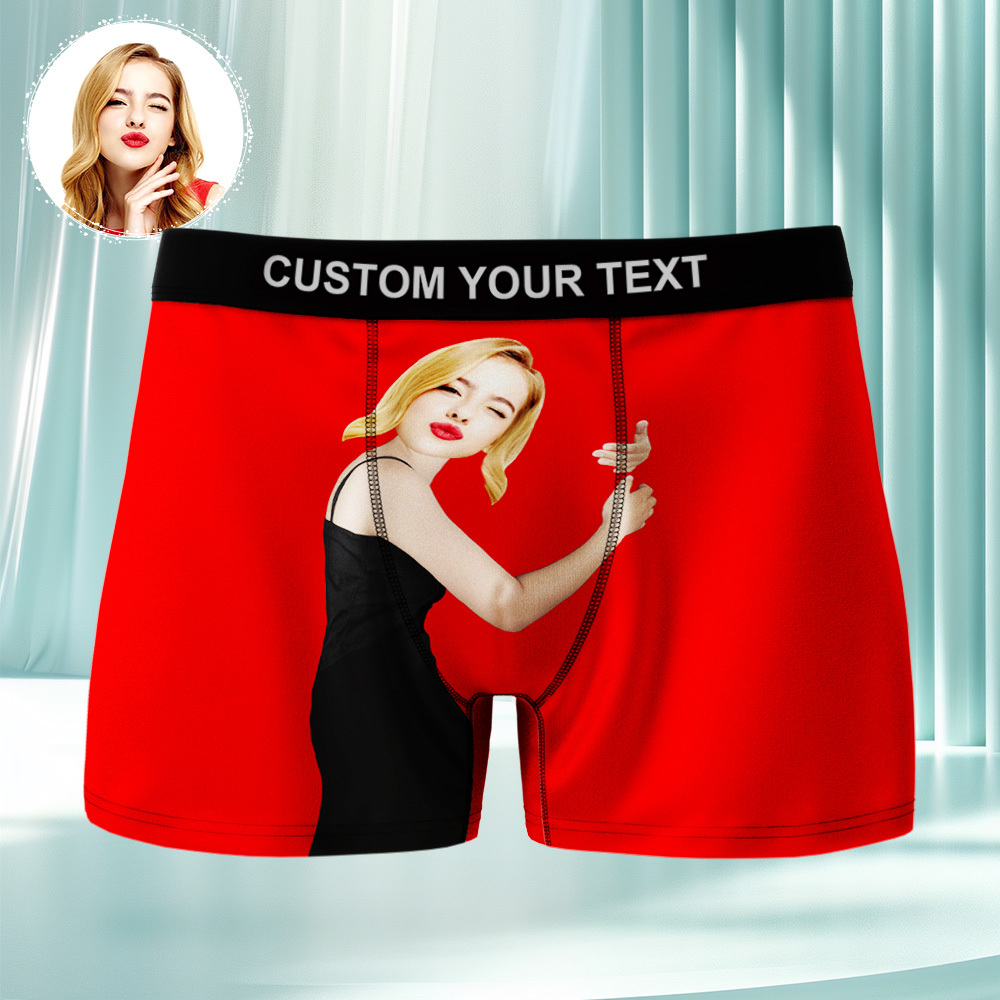 Custom Photo Underwear Men's Boxer Briefs Breathable Ice Silk Personalized Face Boxers - MyfaceboxerUK
