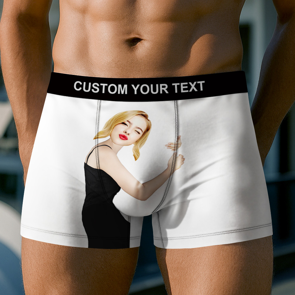 Custom Photo Underwear Men's Boxer Briefs Breathable Ice Silk Personalized Face Boxers - MyfaceboxerUK