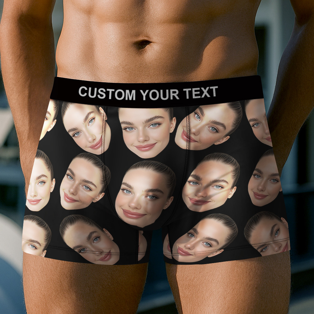 Custom Big Face Underwear Men's Boxer Briefs Breathable Ice Silk Personalized Photo Boxers - MyfaceboxerUK